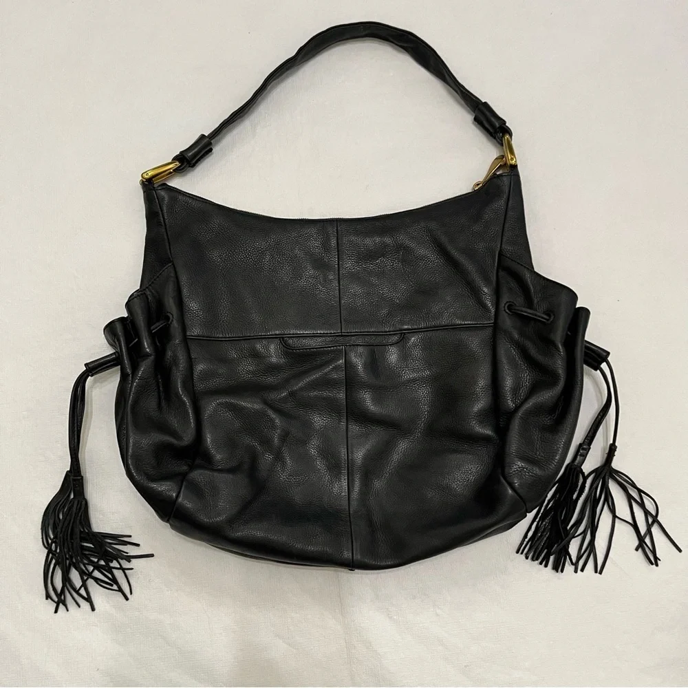 Hobo International Black Leather Fringe Shoulder Bag - Picture 14 of 15